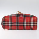 BURBERRY Nova Check Tote Bag Nylon Red Auth BA1829-5