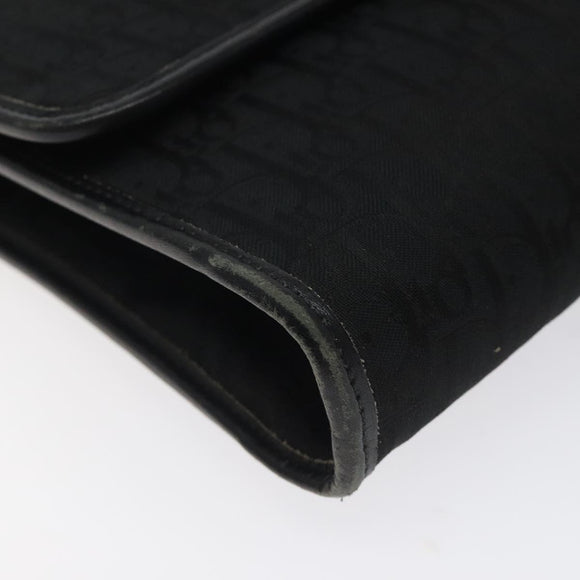 Christian Dior Trotter Canvas Shoulder Bag Black Gold Auth BA1830