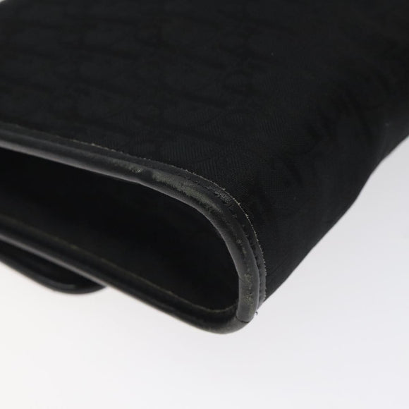 Christian Dior Trotter Canvas Shoulder Bag Black Gold Auth BA1830