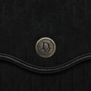 Christian Dior Trotter Canvas Shoulder Bag Black Gold Auth BA1830-17