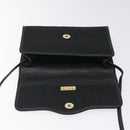 Christian Dior Trotter Canvas Shoulder Bag Black Gold Auth BA1830-10