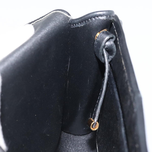Christian Dior Trotter Canvas Shoulder Bag Black Gold Auth BA1830