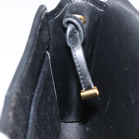 Christian Dior Trotter Canvas Shoulder Bag Black Gold Auth BA1830