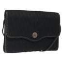 Christian Dior Trotter Canvas Shoulder Bag Black Gold Auth BA1830-1