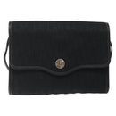 Christian Dior Trotter Canvas Shoulder Bag Black Gold Auth BA1830-13