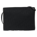 Christian Dior Trotter Canvas Shoulder Bag Black Gold Auth BA1830-2