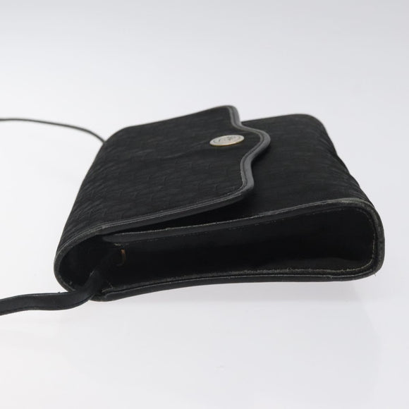 Christian Dior Trotter Canvas Shoulder Bag Black Gold Auth BA1830