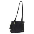 BALLY Quilted Shoulder Bag Leather Black Gold Auth BA1832-1