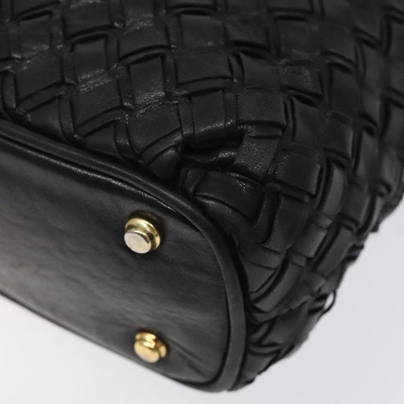 BALLY Quilted Shoulder Bag Leather Black Gold Auth BA1832