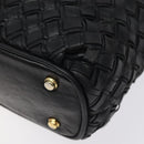 BALLY Quilted Shoulder Bag Leather Black Gold Auth BA1832-15