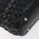BALLY Quilted Shoulder Bag Leather Black Gold Auth BA1832-16