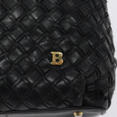 BALLY Quilted Shoulder Bag Leather Black Gold Auth BA1832-14