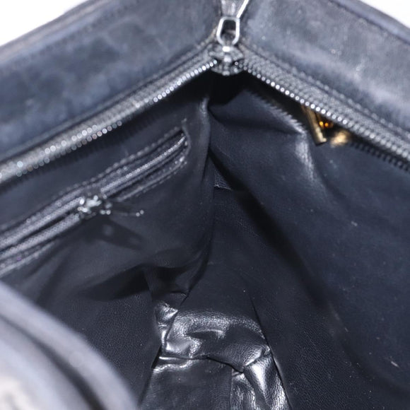 BALLY Quilted Shoulder Bag Leather Black Gold Auth BA1832