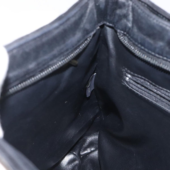 BALLY Quilted Shoulder Bag Leather Black Gold Auth BA1832