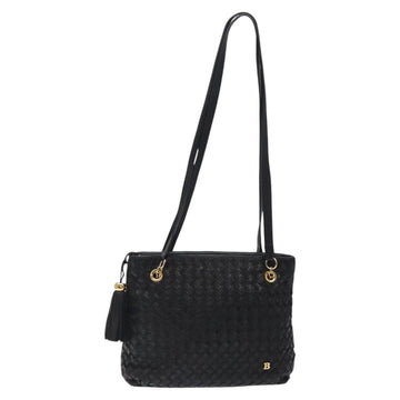 BALLY Quilted Shoulder Bag Leather Black Gold Auth BA1832 - 0