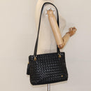 BALLY Quilted Shoulder Bag Leather Black Gold Auth BA1832-21