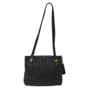 BALLY Quilted Shoulder Bag Leather Black Gold Auth BA1832-3