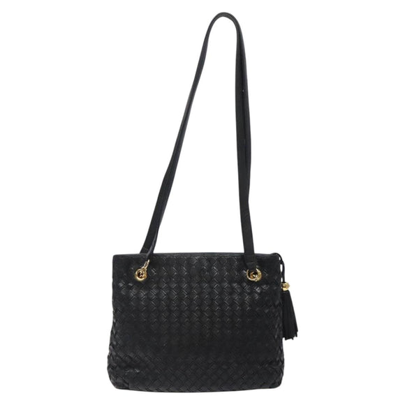 BALLY Quilted Shoulder Bag Leather Black Gold Auth BA1832