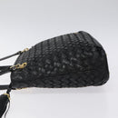 BALLY Quilted Shoulder Bag Leather Black Gold Auth BA1832-5