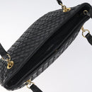 BALLY Quilted Shoulder Bag Leather Black Gold Auth BA1832-6
