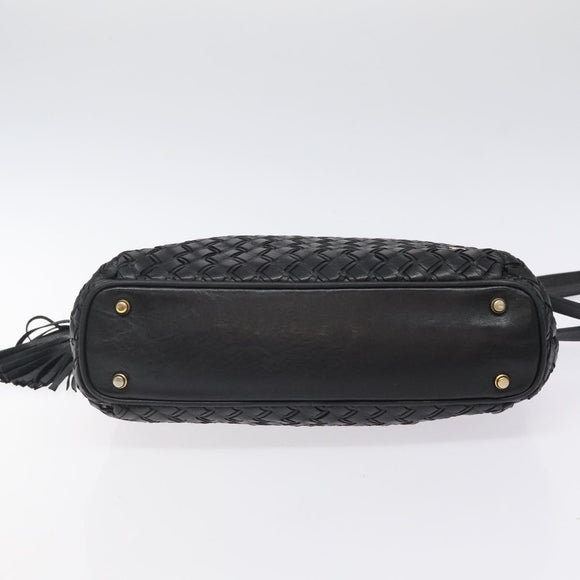 BALLY Quilted Shoulder Bag Leather Black Gold Auth BA1832