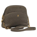 BALLY Quilted Chain Shoulder Bag Leather Gray Gold Auth BA1833-1
