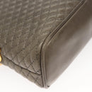 BALLY Quilted Chain Shoulder Bag Leather Gray Gold Auth BA1833-9