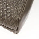 BALLY Quilted Chain Shoulder Bag Leather Gray Gold Auth BA1833-15