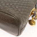 BALLY Quilted Chain Shoulder Bag Leather Gray Gold Auth BA1833-16