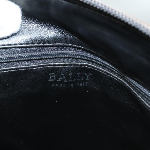 BALLY Quilted Chain Shoulder Bag Leather Gray Gold Auth BA1833