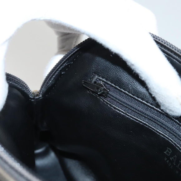 BALLY Quilted Chain Shoulder Bag Leather Gray Gold Auth BA1833