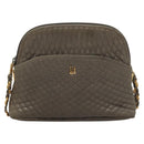 BALLY Quilted Chain Shoulder Bag Leather Gray Gold Auth BA1833-13