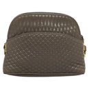 BALLY Quilted Chain Shoulder Bag Leather Gray Gold Auth BA1833-2