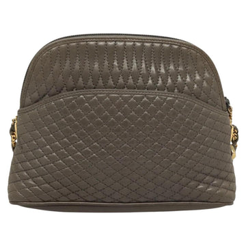 BALLY Quilted Chain Shoulder Bag Leather Gray Gold Auth BA1833 - 0