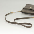 BALLY Quilted Chain Shoulder Bag Leather Gray Gold Auth BA1833-7