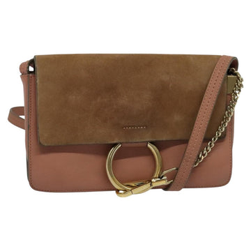 Chloe Fay Shoulder Bag Leather Pink Gold Auth BA1843