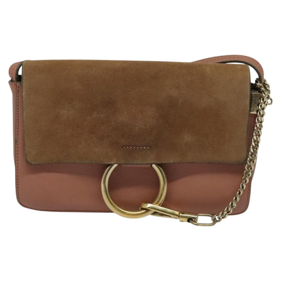 Chloe Fay Shoulder Bag Leather Pink Gold Auth BA1843