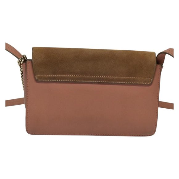Chloe Fay Shoulder Bag Leather Pink Gold Auth BA1843