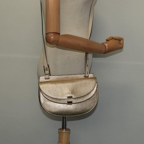 Chloe Georgia Shoulder Bag Leather Gold Auth BA1844