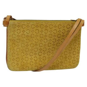 CELINE C Macadam Canvas Shoulder Bag Suede Yellow Gold Auth BA1861