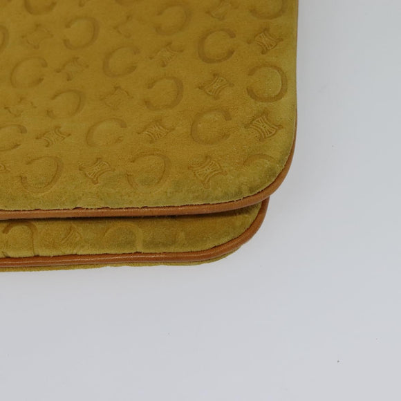 CELINE C Macadam Canvas Shoulder Bag Suede Yellow Gold Auth BA1861