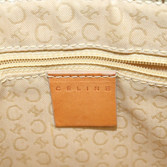 CELINE C Macadam Canvas Shoulder Bag Suede Yellow Gold Auth BA1861