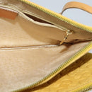 CELINE C Macadam Canvas Shoulder Bag Suede Yellow Gold Auth BA1861-17