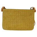 CELINE C Macadam Canvas Shoulder Bag Suede Yellow Gold Auth BA1861-13