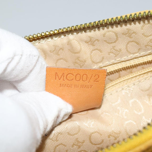 CELINE C Macadam Canvas Shoulder Bag Suede Yellow Gold Auth BA1861