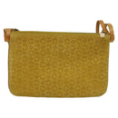 CELINE C Macadam Canvas Shoulder Bag Suede Yellow Gold Auth BA1861-2