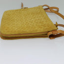 CELINE C Macadam Canvas Shoulder Bag Suede Yellow Gold Auth BA1861-4