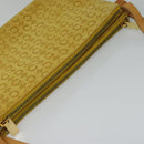 CELINE C Macadam Canvas Shoulder Bag Suede Yellow Gold Auth BA1861-6