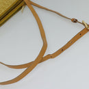 CELINE C Macadam Canvas Shoulder Bag Suede Yellow Gold Auth BA1861-7