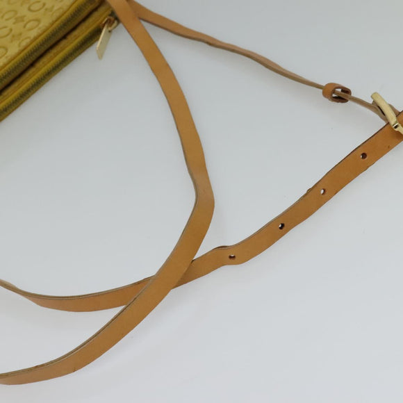 CELINE C Macadam Canvas Shoulder Bag Suede Yellow Gold Auth BA1861